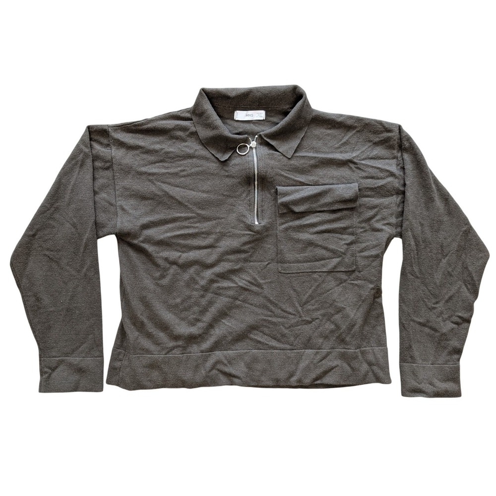 MNG‎ Medium Collared Sweatshirt Long Sleeve Zip Neck Pullover